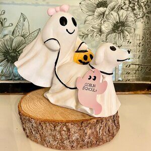 NEW Goblin & Ghoul Halloween Flying Girl Ghost Walking Dog Figurine